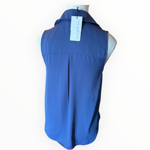 NWT Anthropologie Current Air Collared Crossover Top Blue XS Classic V Neck - Picture 4 of 8